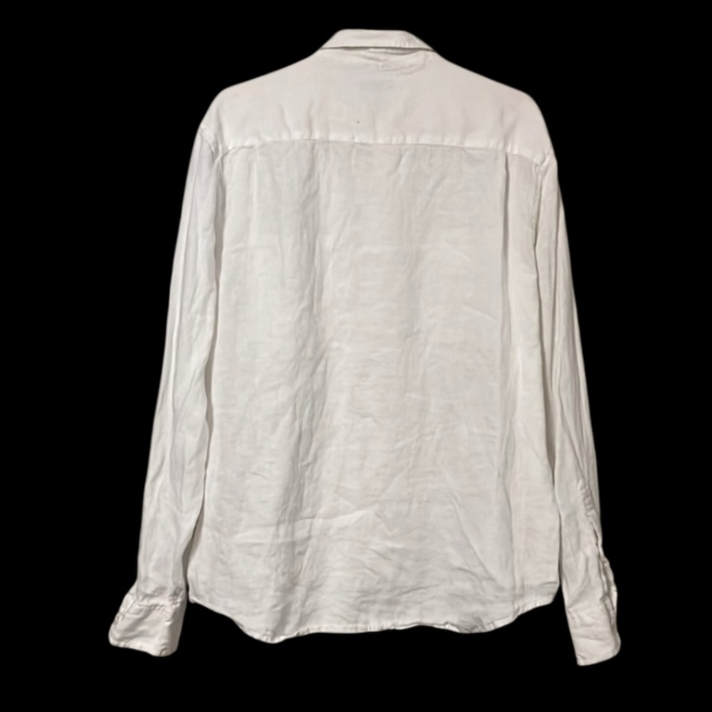 Lucky Brand Men’s White Linen Button Down Long Sleeve Shirt Sz XL - Picture 4 of 9